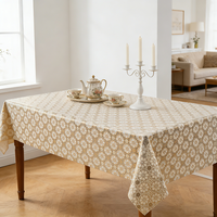Nappe de table jetable de luxe en PVC, couleur or clair, imperméable et résistante à l'huile, imprimée de motifs floraux, avec logo personnalisé, pour événements de mariage (vente en gros)