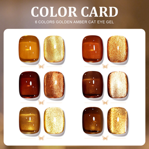 Set de Esmalte de Uñas en Gel UV Ojo de Gato Magnético Miss Gooey 8ml, 6 Colores Ámbar <span class=keywords><strong>Dorado</strong></span> Brillante, Marca Propia OEM - Product Image 3