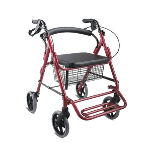 Walker paduan aluminium empat roda, untuk menonaktifkan dan rollator orang tua
