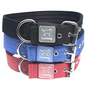 Collier réglable pour grand chien, collier en nylon rembourré doux avec boucle à ardillon et quincaillerie métallique pour l'entraînement en extérieur, collier à fermoir à aiguille - Product Image 1