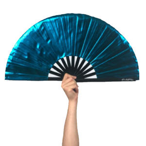 Abanico plegable de tela de bambú para uso en clubs nocturnos, abanico de Kungfu de gran tamaño, <span class=keywords><strong>precio</strong></span> personalizado de Arte Popular - Product Image 5