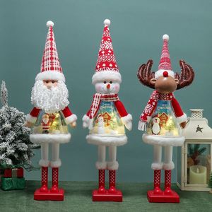 Festive 3pcs Musical <b>Light</b> <b>Up</b> Christmas Figurines Set Large Standing Santa Snowman Deer for Holiday Greeter - Product Image 6