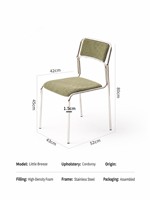 Chaise de salle à manger en velours de style vintage français, empilable, dossier Bauhaus, pour la maison, le bureau et l'hôtel