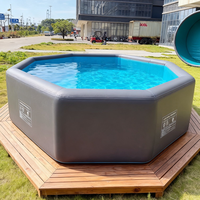 Verschleißfester achteckiger aufblasbarer Pool aus strapazierfähigem PVC, tragbarer Outdoor-Pool für den Garten, faltbarer Schwimm- und Tauchpool für Erwachsene und Kinder