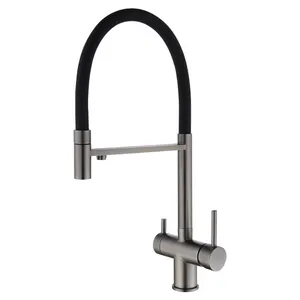 Three-in-one Contemporary Gun Gray Kitchen Pull-out Faucet Hot And Cold Water Direct Drinking Sink Faucet