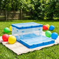 Boîte de rangement pliable rectangulaire transparente et durable en plastique PP recyclable, empilable et emboîtable