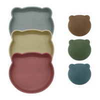 Assiette à dîner en silicone motif ours de dessin animé, best-seller transfrontalier, antidérapante et résistante aux chutes pour bébé, pour l'alimentation des nourrissons