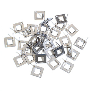 Postes para pendientes para la fabricación de joyería DIY, cuadrados huecos de acero inoxidable de 10 mm, plateados y dorados - Product Image 4