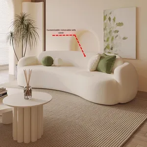 Sofá modular Seccional <span class=keywords><strong>de</strong></span> un asiento <span class=keywords><strong>de</strong></span> tela <span class=keywords><strong>de</strong></span> estilo crema <span class=keywords><strong>de</strong></span> forma especial curvada para tiendas <span class=keywords><strong>de</strong></span> ropa <span class=keywords><strong>de</strong></span> gama alta Salones <span class=keywords><strong>de</strong></span> belleza Descanso en la oficina - Product Image 2