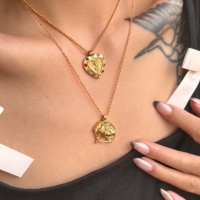 Collar con Colgante Redondo de Ángel Cupido Vintage de Acero Inoxidable Chapado en Oro de 18k, Resistente al Deslustre, Joyería Diaria, Nuevo y Popular de Dazan 2024