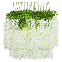 Guirlande de fleurs artificielles en soie séchée, vigne de glycine artificielle, décoration de mariage, décoration de maison, fleur décorative artificielle