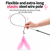 Baguette interactive pour chat avec ventouse, jouet à plumes, fil d'acier flexible, tête remplaçable, jouet d'intérieur pour chat auto-amusant