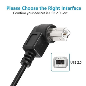 Câble d'imprimante USB B vers USB C à angle droit avec perles de ferrite, gaine en PVC et blindage tressé USB 2.0 pour imprimante, scanner MIDI - Product Image 4