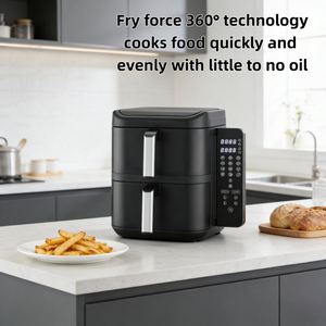 Friteuse à air double panier 2026, 11L, 2800W, contrôle numérique, minuterie 0-60 min, 200 ° Poignée en acier inoxydable sans huile avec contrôle de température C - Product Image 5