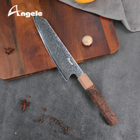 Couteau de chef Kiritsuke ANGELE de 8 pouces, lame en acier Damas, finition haute brillance, tranchant super affûté, manche octogonal unique en résine