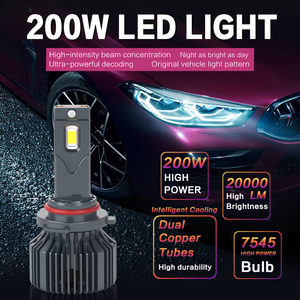 Super brillante decodificación doble tubo de cobre H7 <span class=keywords><strong>H11</strong></span> LED faro de coche 200W 20000LM 12V 24V integrado H4 bombilla de coche - Product Image 2