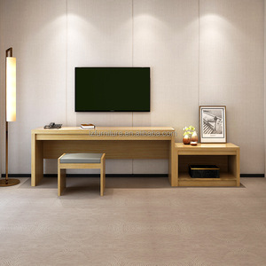 Base de Cama Doble/Twin/Queen/King Personalizada de Madera Sólida para Hotel de 3 Estrellas con Mesitas de Noche Integradas y Cabecera Tapizada en Tela - Product Image 6