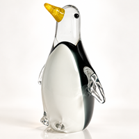 Figurine de pingouin en verre soufflé artisanal, sculpture d'oiseau noir et blanc pour la décoration de table et de la maison