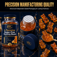 Gummies de L-Tyrosine 1000mg Sans Sucre, Complément Végétalien pour la Concentration, la Clarté et les Performances Cognitives, Marque Blanche