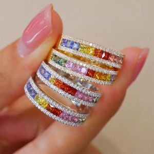 Xinfly Trendy Jewelry 18k Real <b>Gold</b> Diamond Fancy Colored Natural Stone Sapphire Gemstone Row <b>Rings</b> - Product Image 3