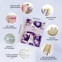 Ensemble Cadeau d'Entreprise Personnalisé avec Carnet à Spirale, Autocollants, Classeur d'Épargne Budget A5 et Organiseur Esthétique, Vente en Gros, Livré en Boîte