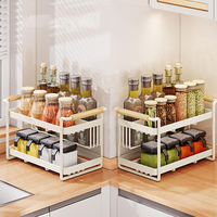 Organisateur de cuisine 2 niveaux pour ustensiles et épices – Support de rangement pour pots à épices et condiments