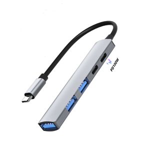 Type <b>C</b> <b>Hub</b> 5 Ports USB3.0 USB2.0 PD100W Data Transfer Aluminum Alloy For Laptop - Product Image 2