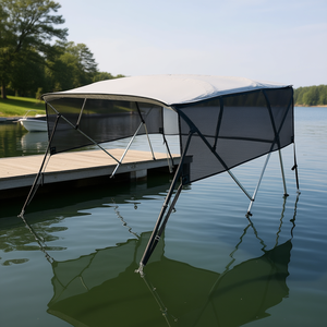 Tendalino Bimini a 4 Archi per Barca, in Poliestere 600D, Telaio in Alluminio da 1 Pollice, Pareti Laterali in Rete Rimovibili, Lunghezza da 14 a 18 Piedi - Product Image 2