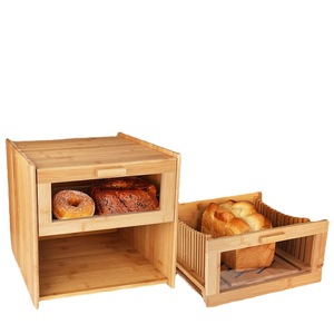 <b>Wooden</b> <b>Bread</b> <b>Box</b> 12.6 Inch Organic Bamboo Storage For Home Kitchen Countertop Use - Product Image 3