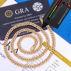 Collana e Bracciale da <span class=keywords><strong>Uomo</strong></span> di Lusso con Catena Cubana Hiphop in <span class=keywords><strong>Argento</strong></span> 925 Europeo da 5mm con Moissanite VVS Colore D, Gioielli di Alta Gamma - Product Image 6