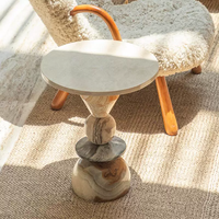 Table d'appoint en marbre haut de gamme, finition naturelle, meuble décoratif pour hôtel, maison, salon, table basse
