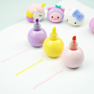 3pcs in 1 in Line Kawaii <span class=keywords><strong>Pastel</strong></span> Light Colors Little Dinosaur Cat Panda Pig Unicorn Highlighter Pen - Product Image 4