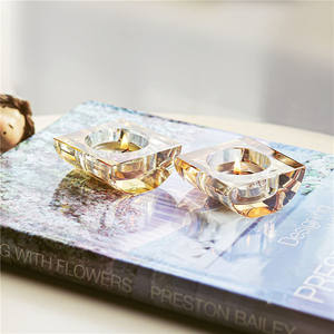Portacandele votivi in cristallo Tealight 2.5 "Set di 2 portacandele in vetro geometrico - Product Image 2