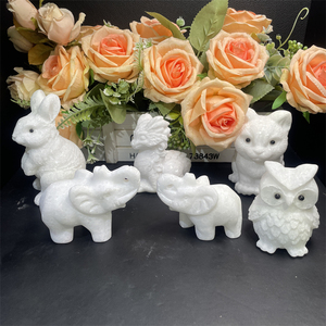 Mão esculpida cristal Animal Craft <span class=keywords><strong>Natural</strong></span> cura pedra branca Jade elefante escultura para decoração - Product Image 3
