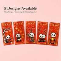 Amplop Merah Imlek Custom Personalisasi Cetak Panda Lucu untuk Pernikahan, Ulang Tahun, Pesta, Hadiah, dan Pembawa Kekayaan