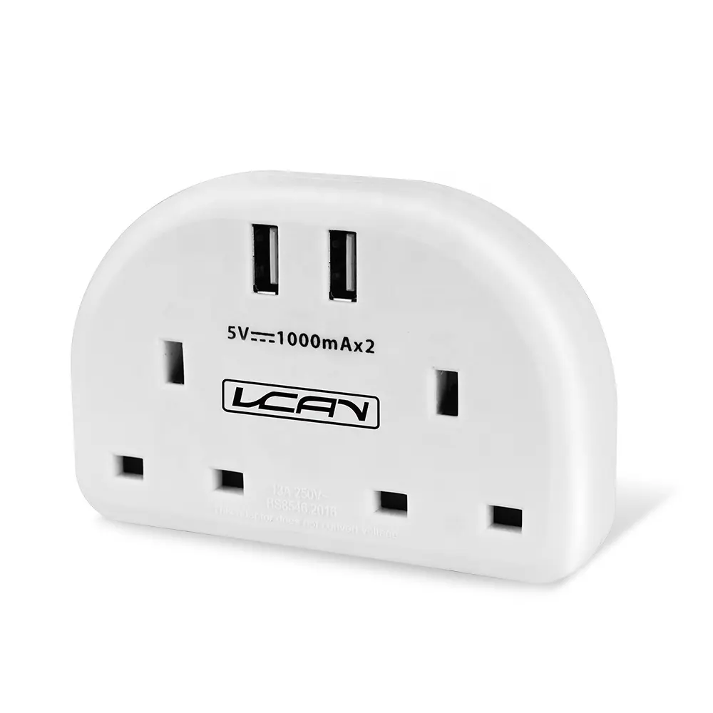 Portable travel double UK socket to EU plug Travel Adapter with dual USB charger