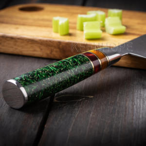 Кухонное кухонное приспособление 5 дюймов, 67-слойная Дамасская сталь VG10, композитная смола, зеленая, акриловая ручка, резка из нержавеющей стали - Product Image 3