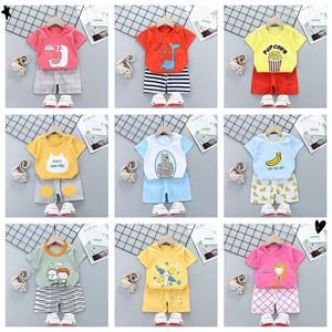 Casual cartoon 100% cotone pigiama per la casa bambini manica corta vestito a due pezzi vestiti per bambini all'ingrosso - Product Image 2