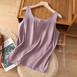 Cotton Linen Camisole Women Loose Sleeveless Top Solid Color Breathable Casual Summer Wear - Product Image 1