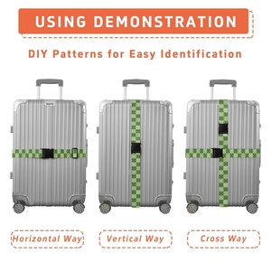 Paquete de 2 Correas de Equipaje de Viaje con Estampado Personalizado de Ulu Verde Hawaiano, Ajustables, Duraderas, con Cierre de Contraseña y Hebilla - Product Image 5