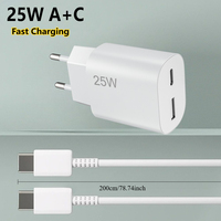 Cable de Carga Rápida PD de 25W con 2 Puertos, Enchufe Europeo Tipo C, con Protección OTP para Teléfono Móvil, Reloj Inteligente, Cámara y Dispositivos Médicos
