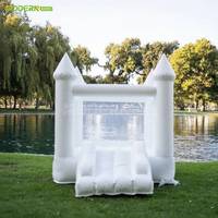Château gonflable de mariage blanc fantaisie, trampoline gonflable pour location de fête, parc gonflable pour événements