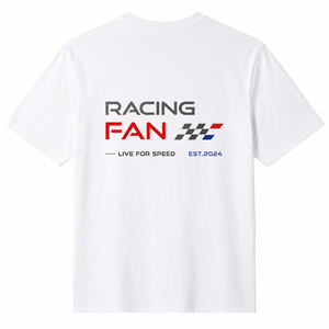Racing Fan White <b>T</b>-Shirt Men's Short Sleeve Regular Fit Cotton Casual O-Neck Printed With Pattern <b>Track</b> Spirit Logo - Product Image 5