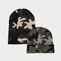 Gorro de Punto Cálido para Otoño e Invierno, Gorro Casual de Jacquard con Estampado de Camuflaje, Gorro de Lana para Hombre