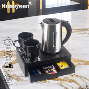 Per Honeyson 0.6L <span class=keywords><strong>Mini</strong></span> <span class=keywords><strong>bollitore</strong></span> elettrico per hotel nuova fonte di alimentazione manuale calda con vassoio cassetto Set - Product Image 1