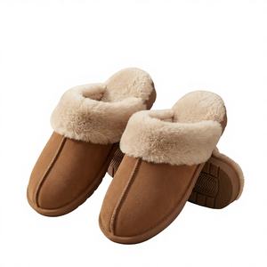 Zapatillas Impermeables de Moda con Punta Cerrada, Ligeras, con Parte Superior de Ante Sintético y Borde de Piel Sintética de Conejo, Gruesas y Cálidas - Product Image 1