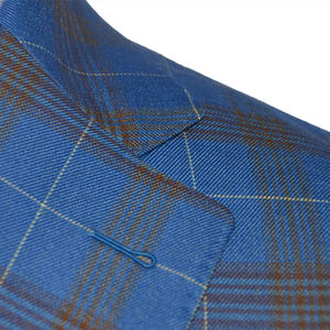 <span class=keywords><strong>Blazer</strong></span> sur mesure à simple boutonnage pour <span class=keywords><strong>homme</strong></span>, <span class=keywords><strong>bleu</strong></span> à <span class=keywords><strong>carreaux</strong></span>, costume pour <span class=keywords><strong>homme</strong></span>, costume de marié pour mariage - Product Image 4