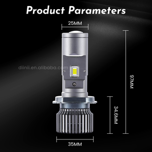 Phare de moto T1-H4 Super Lumineux en Aluminium Mini H4 100W 10000LM avec Lentille de Projecteur LED, Étanche IP-<span class=keywords><strong>67</strong></span>, Ampoule Bi-LED pour Moto - Product Image 2