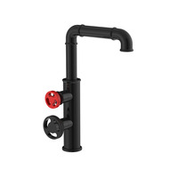 Ensemble de système de douche de conception de conduites d'eau industrielles noires mates robinet industriel et robinets d'eau de bain