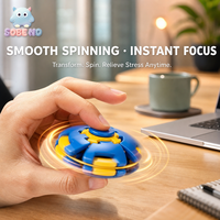 Balle anti-stress ABS Transform Fidget Spinner à pression et rotation, jouet éducatif sensoriel pour l'autisme, le TDAH, les enfants et les adultes